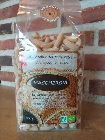 pâtes de blé dur bio forme Maccheroni proposées à l'AMAP de Murat