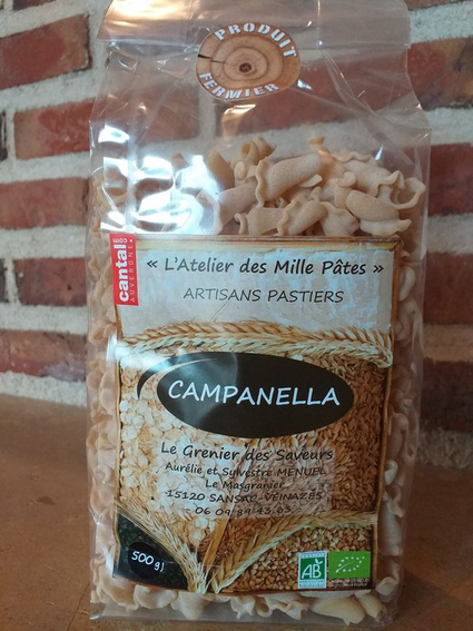pâtes de blé dur bio forme Campanella  proposées à l'AMAP de Murat
