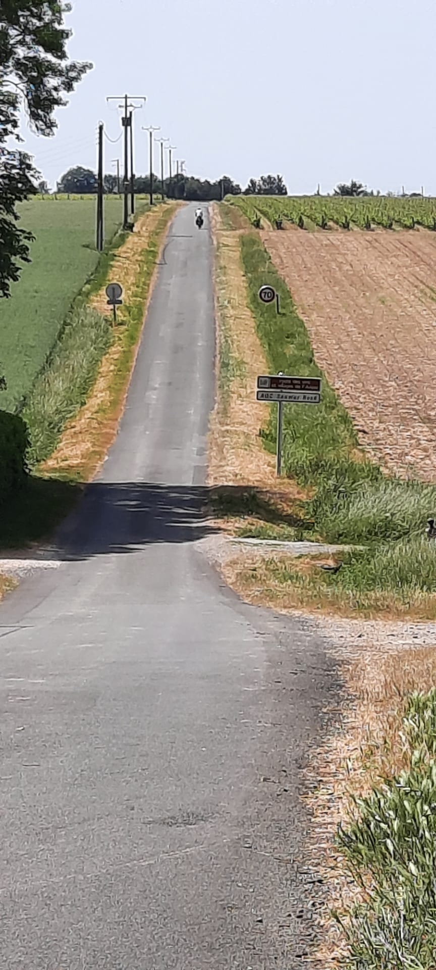 Paul au loin, faisant montre de solidarité avec la pauvre photographe effondrée sur sa selle