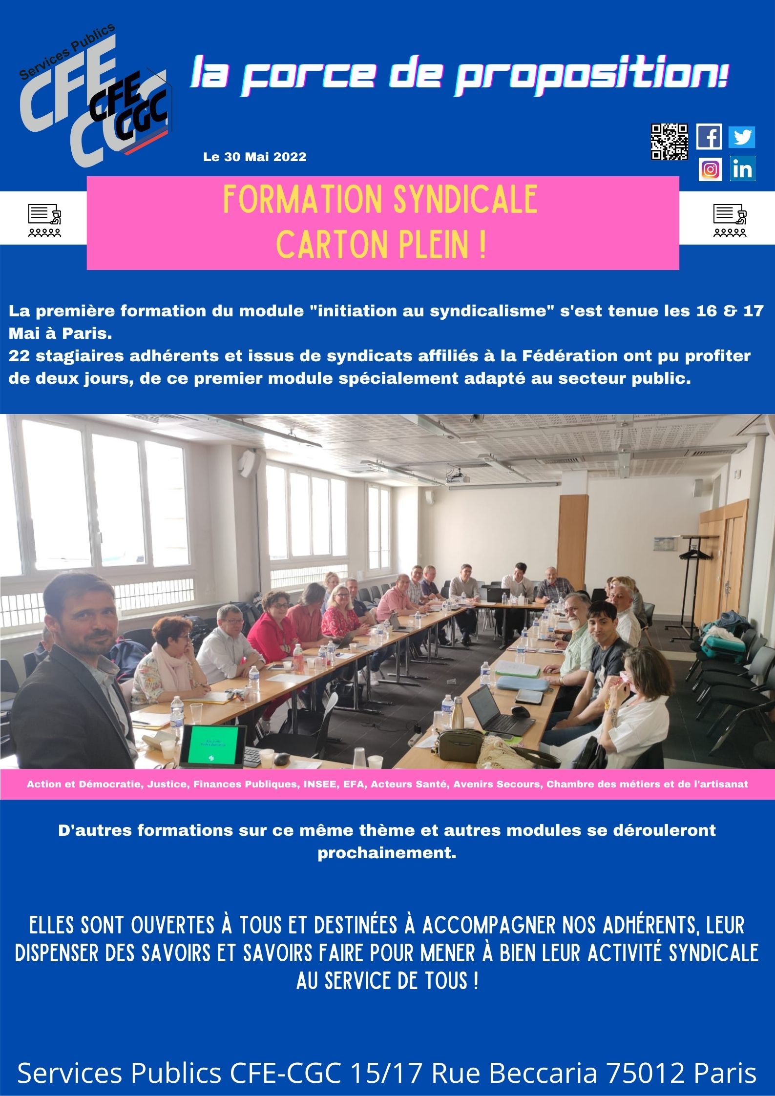 Formation syndicale: Carton plein !