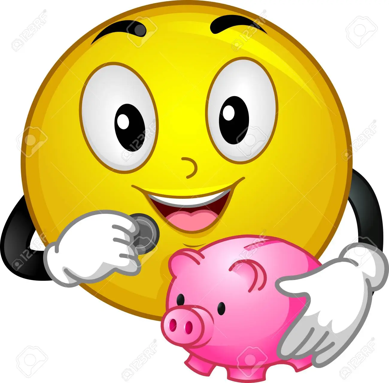 93471303-illustration-d-une-mascotte-smiley-avec-une-tirelire-rose-et-une-piece-de-monnaie