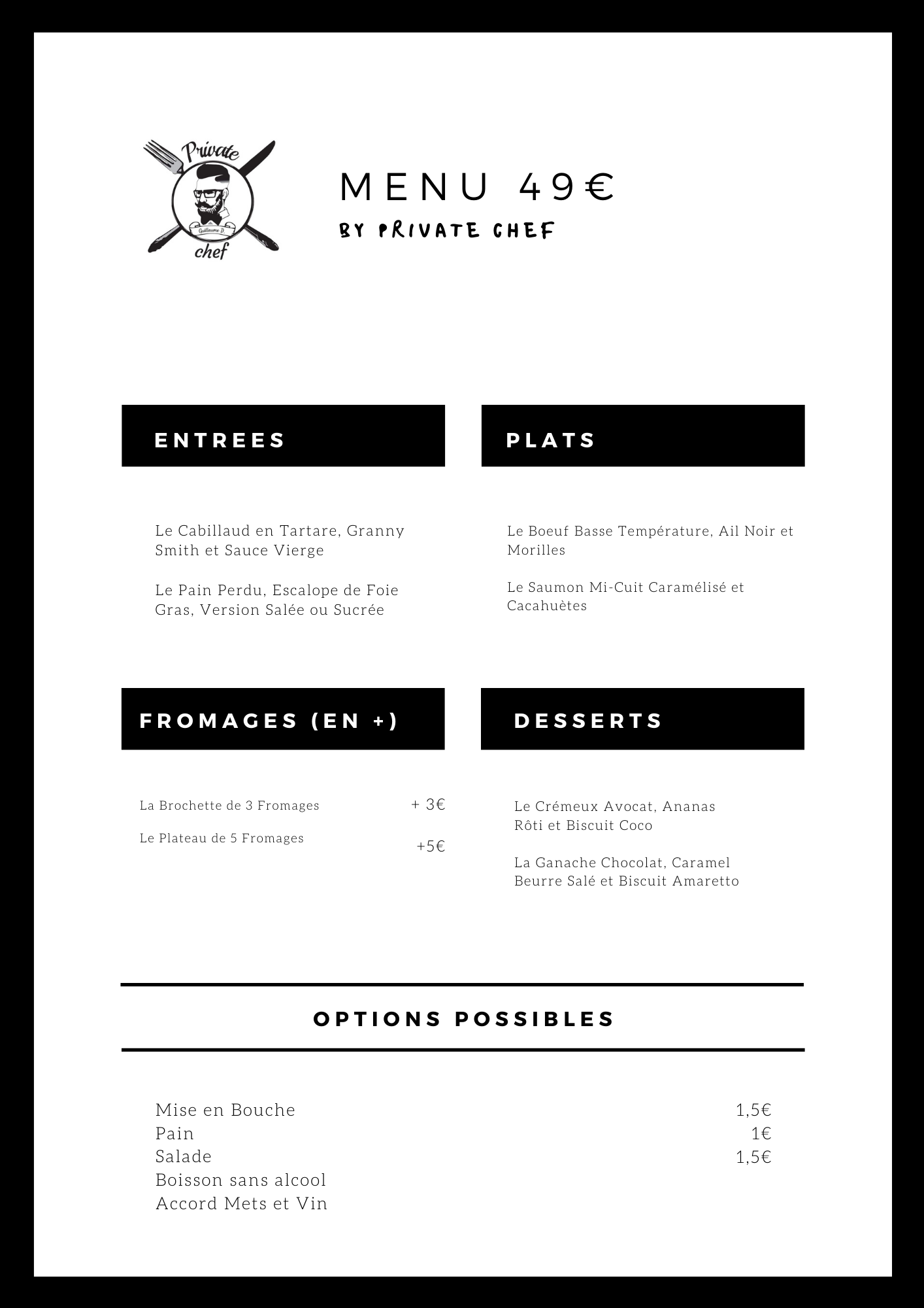 Noir et blanc chic avant garde minimaliste prix liste