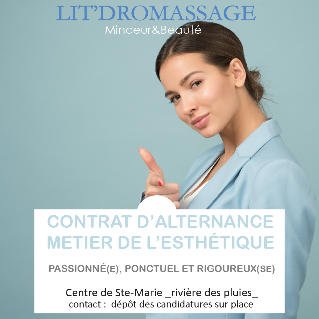 Nous recrutons_ Institut Lit'dromassage974 un centre Minceur, beauté et Bien-être à Ste-Marie. La Réunion