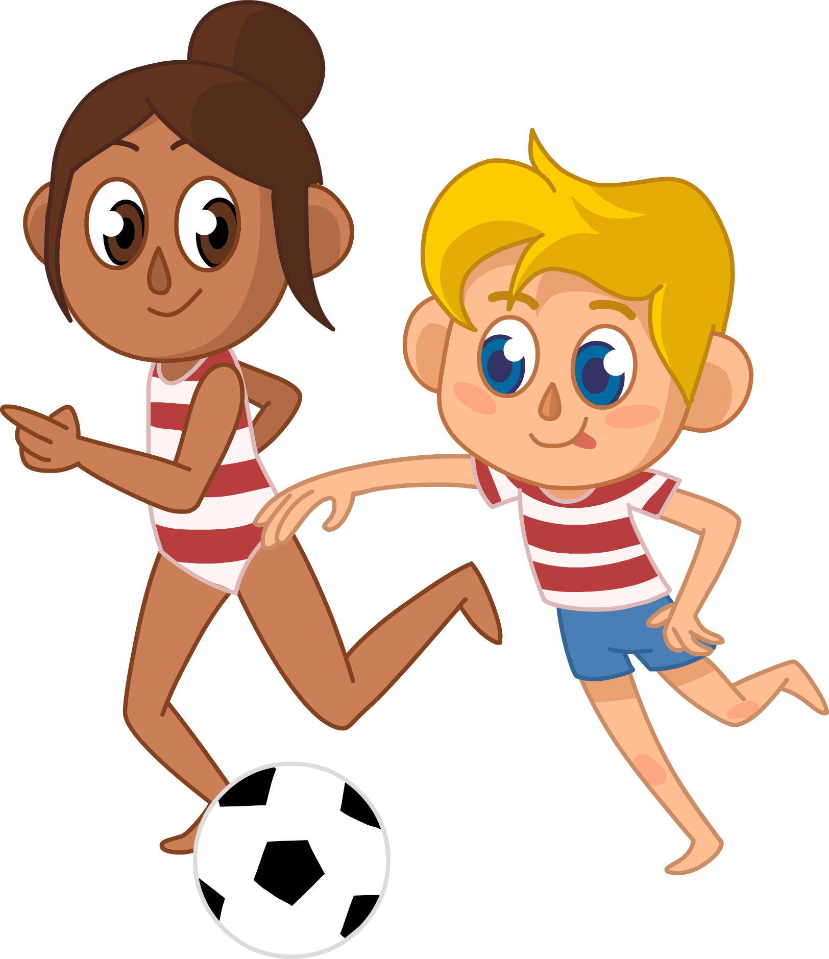Fille-garcon-foot-ballon