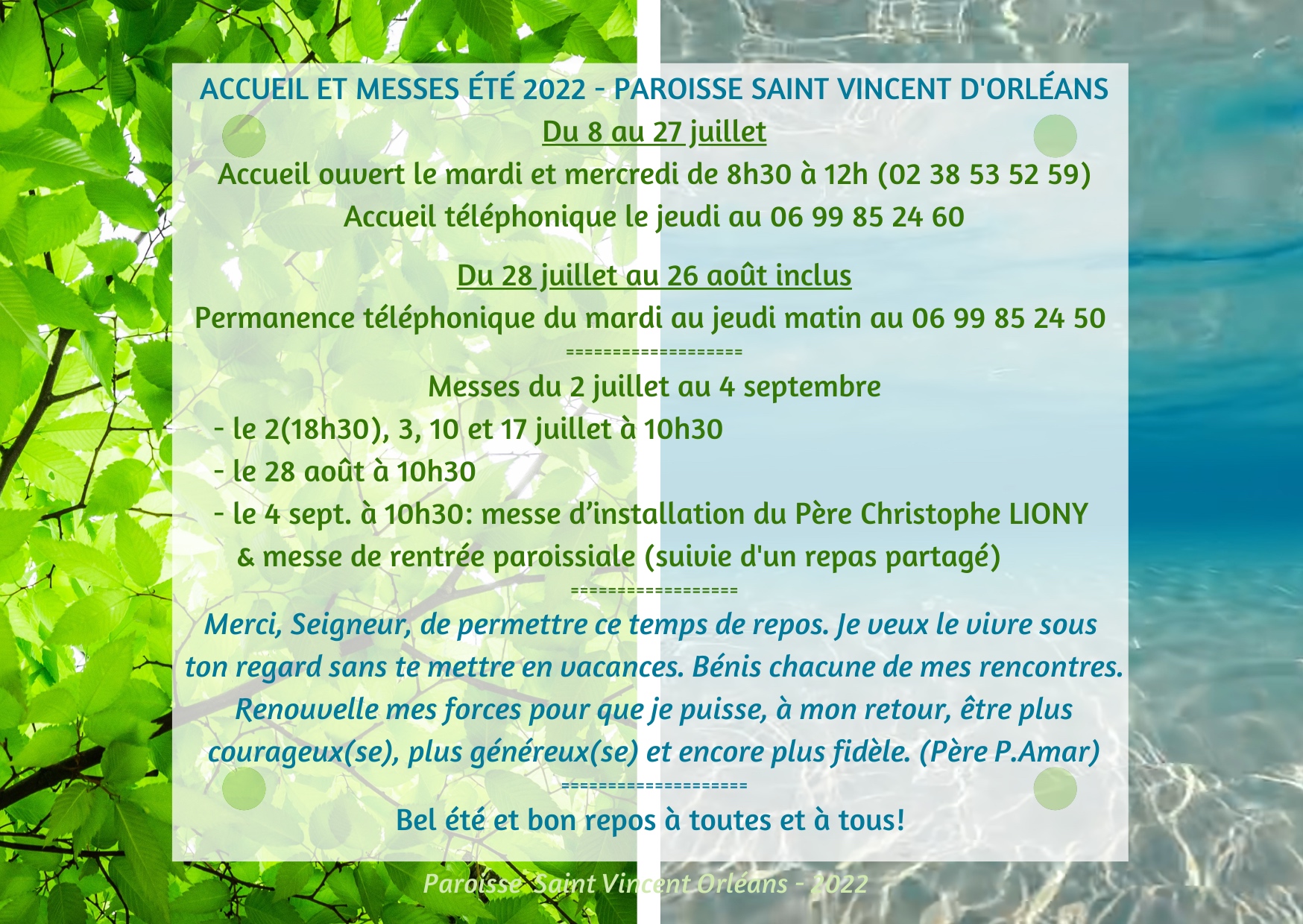 Accueil messe st vincent ete 2022