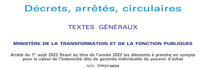 Arrêté du 1er août 2022