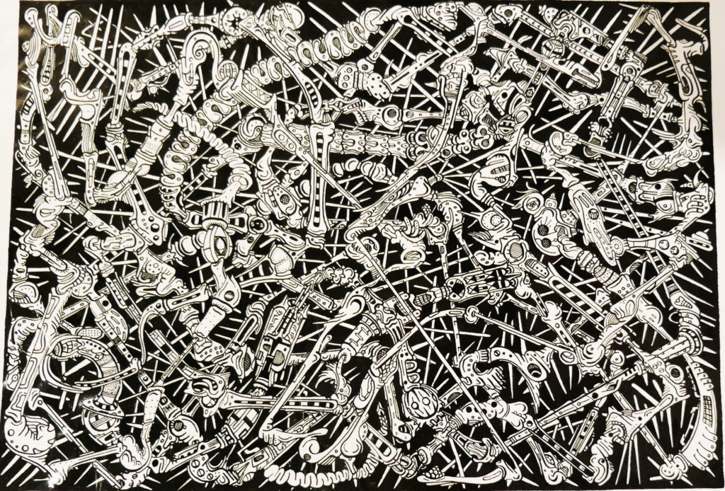 Jean pierre nadau super mikado biomorphique 2016 encre sur papier canson 21x297cm 300e copie 1024x694