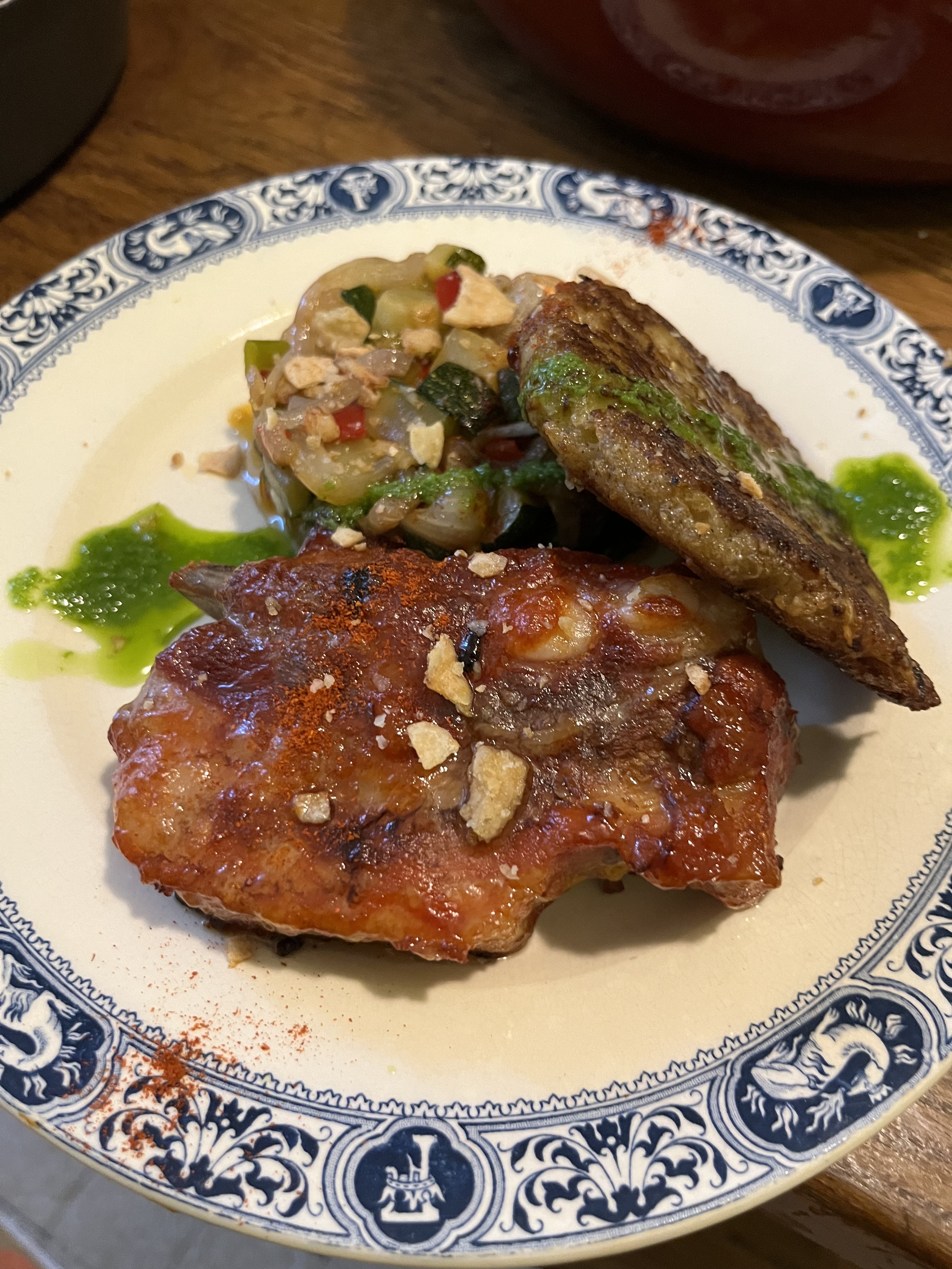 Ribs de porc pommes de terre paillasson legumes du jour 1