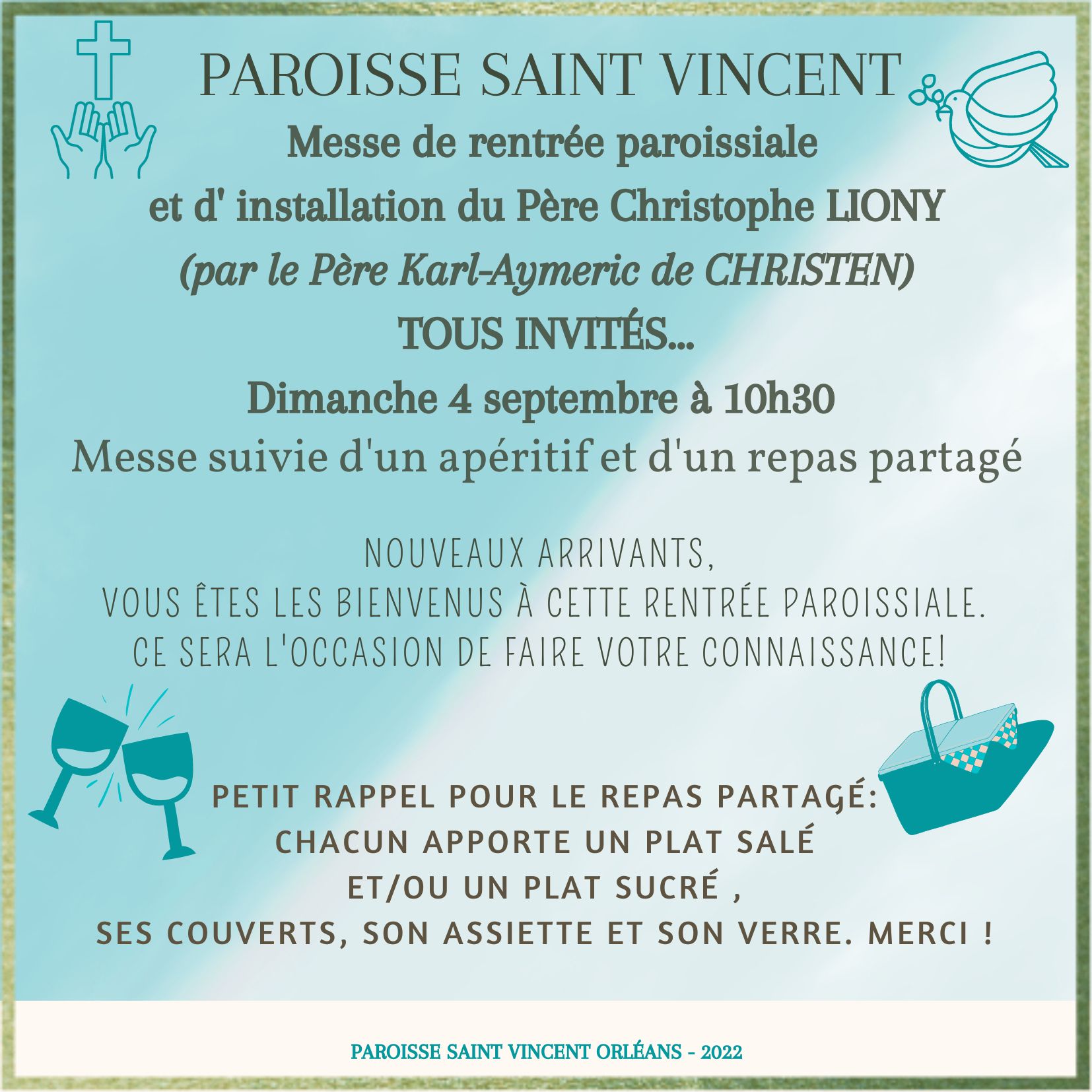 Messe rentree 2022 st vincent orleans