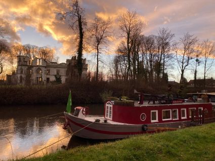 Coucher de soleil magique sur la péniche.