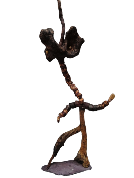 EOCHAID - Esprit de la Forêt
Stauette articulée en bois 
Socle lauze du Mercantour 