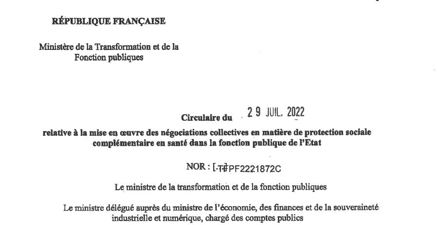 circulaire du 29 07 22 relative à la mise en oeuvre des négociations PSC