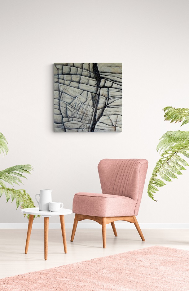 Warm bright sitting room with tropical plants