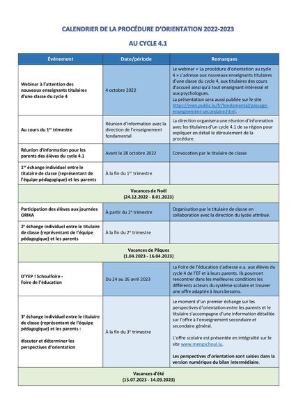 calendrier,orientation,cycle,4.1,ecole,fondamentale