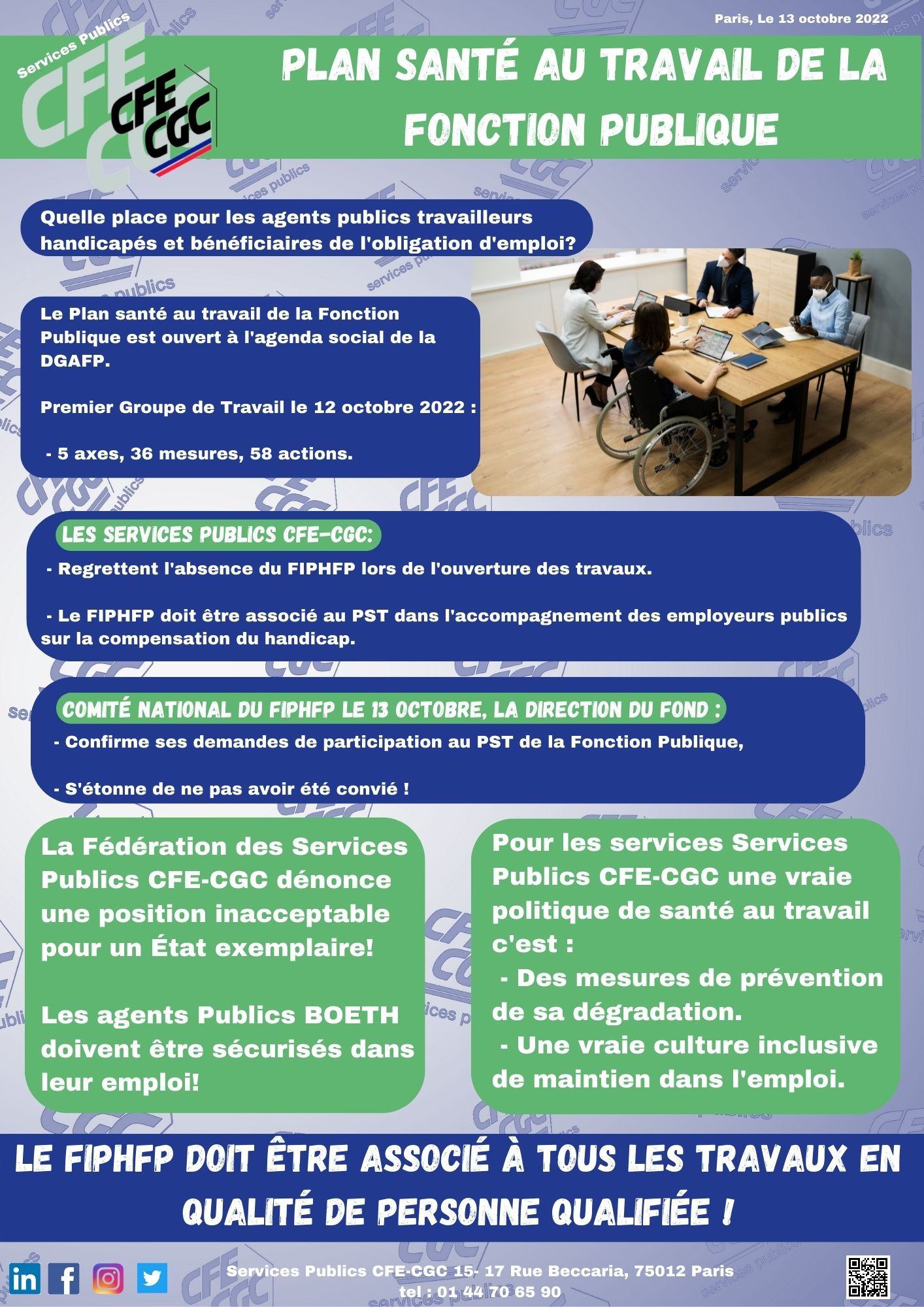 Plan Santé au travail dans la Fonction Publique