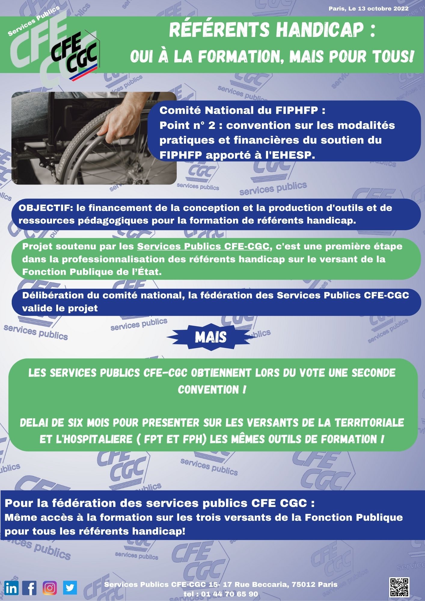 Référents handicap: oui à la formation, mais pour tous!