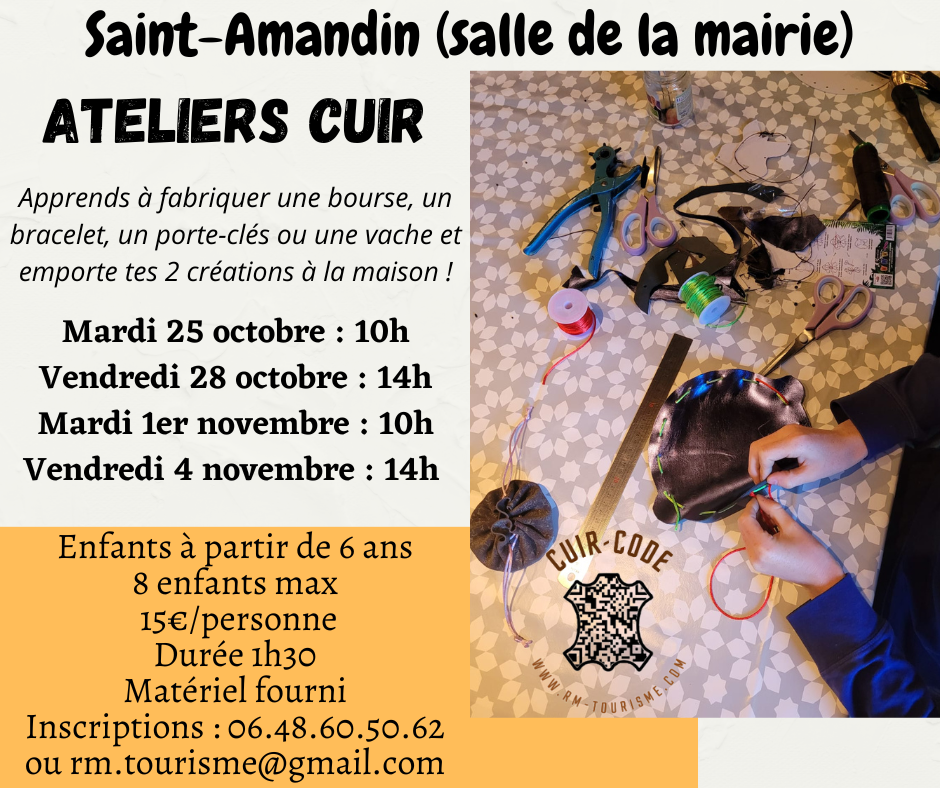 atelier cuir vacances enfants cantal sacà main ceinture cuir  sac à main en cuir
