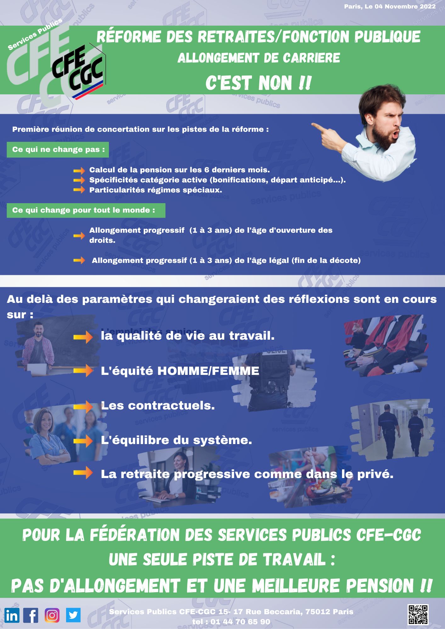 Réforme des retraites, allongement de carrière, c'est NON!
