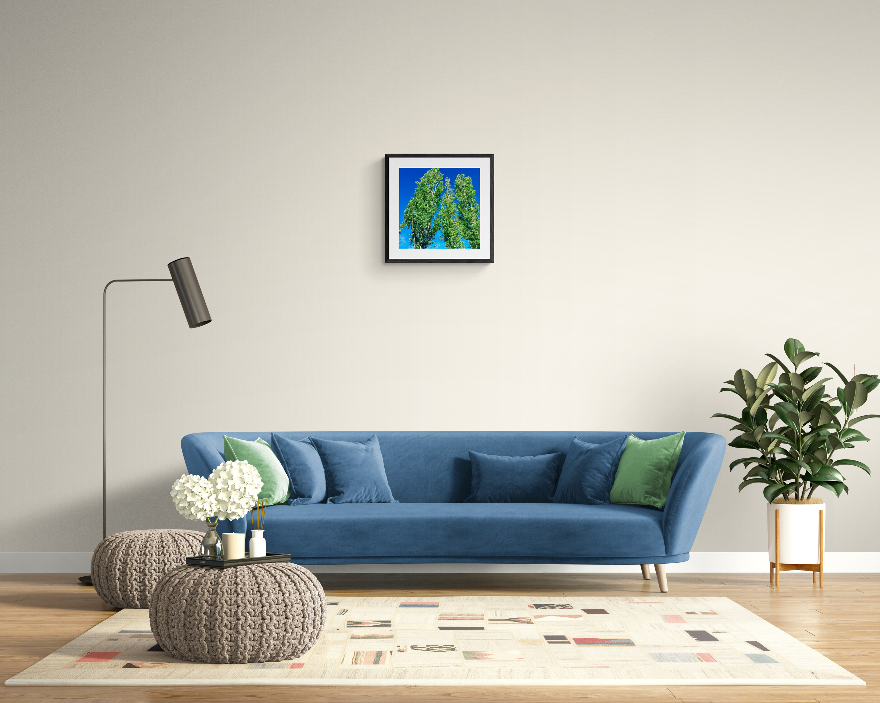 Chiacchierate modern chic living room interior with long sofa