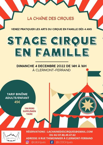 Stage Cirque en Famille - Décembre