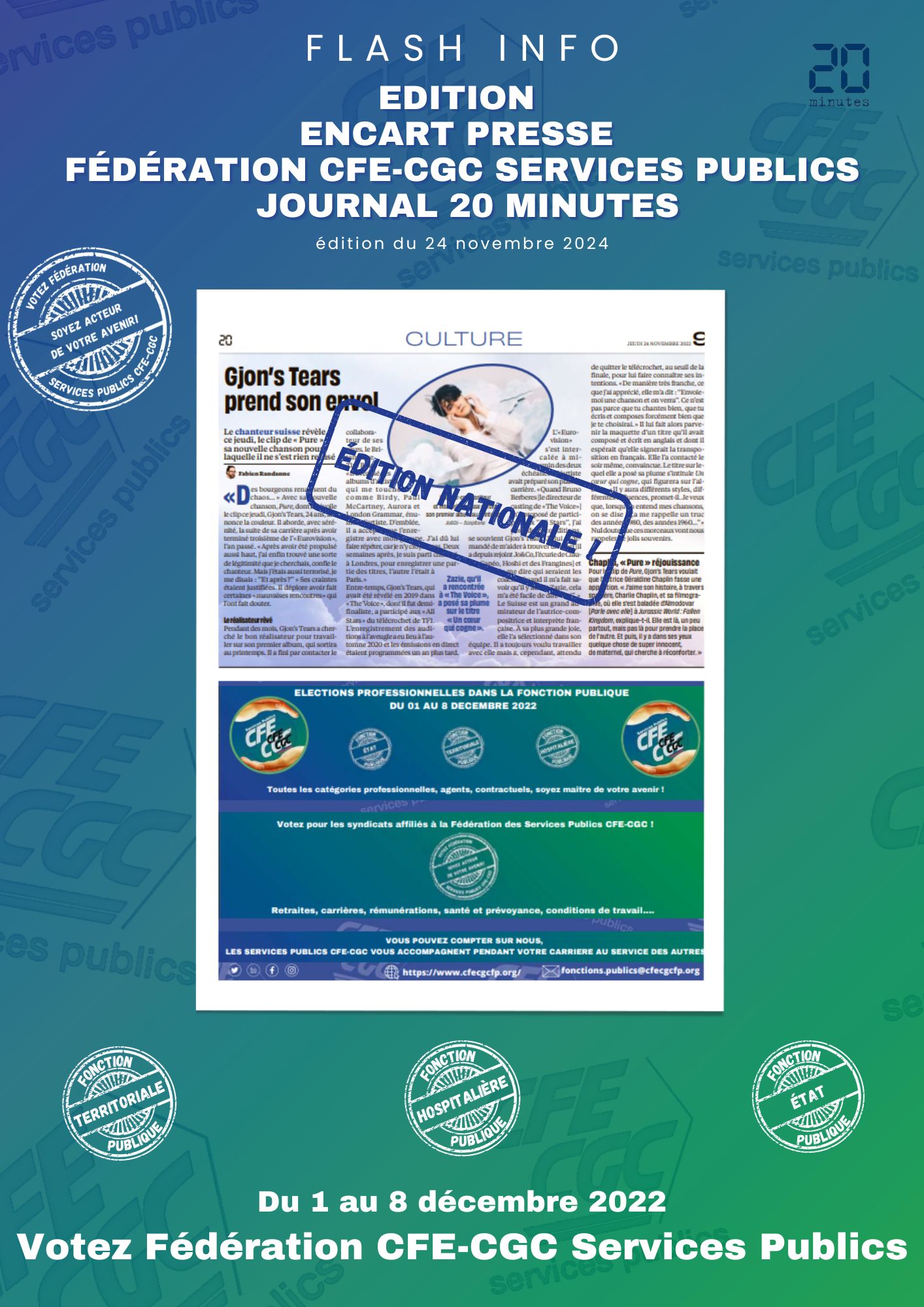 Encart presse journal 20 minutes édition nationale