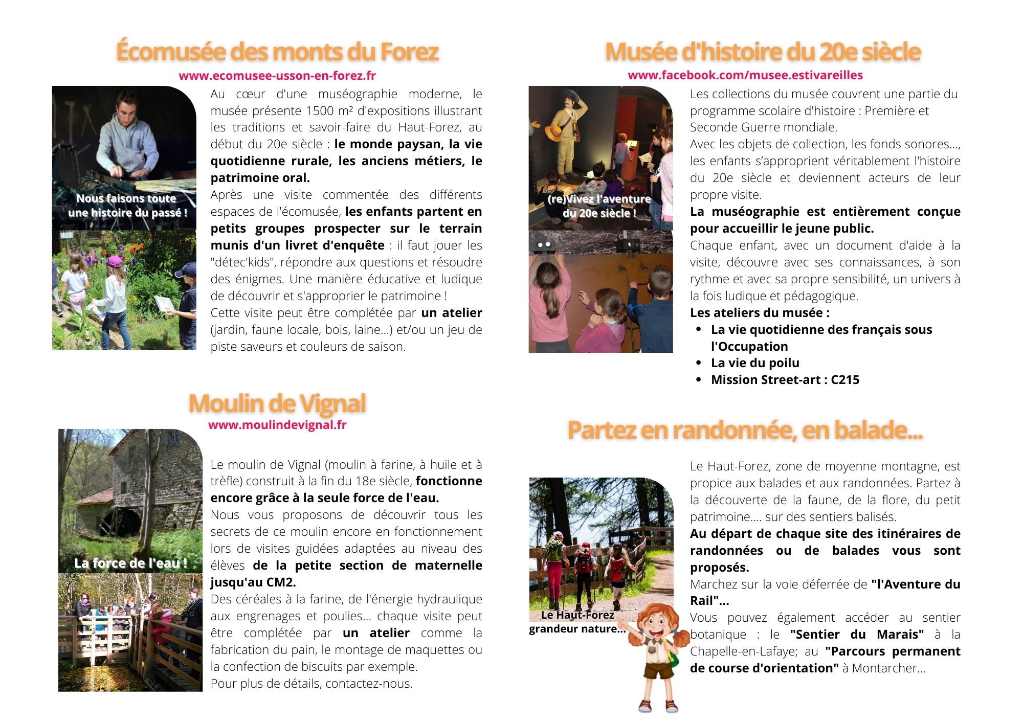 Descriptif sites Haut-Forez, brochure 2022/23