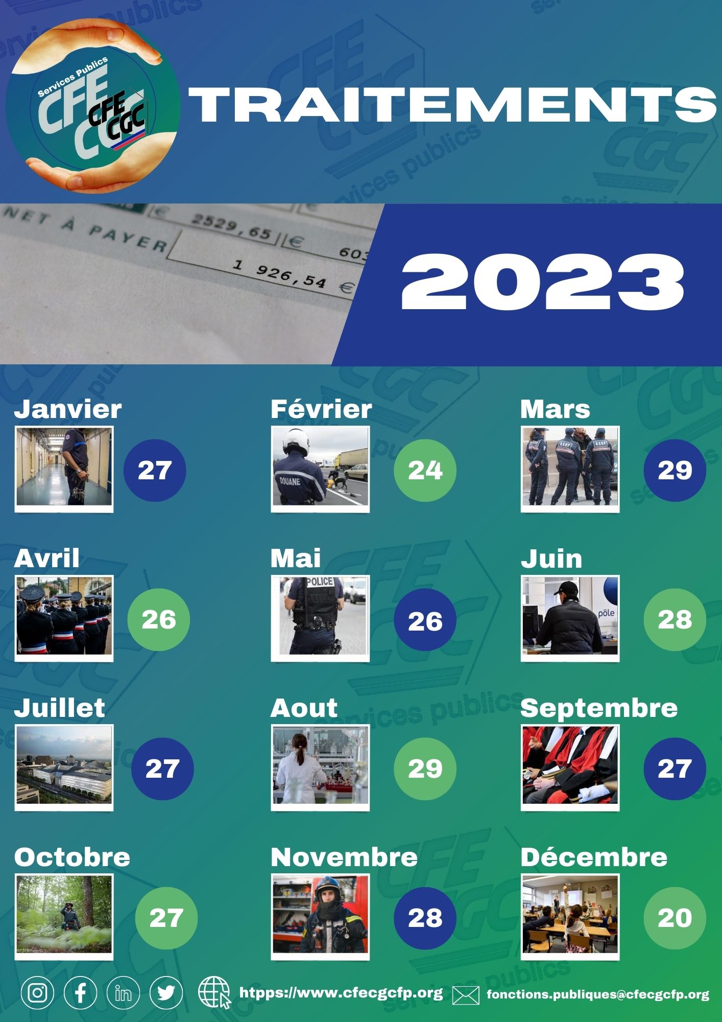 CALENDRIER DES TRAITEMENTS 2023