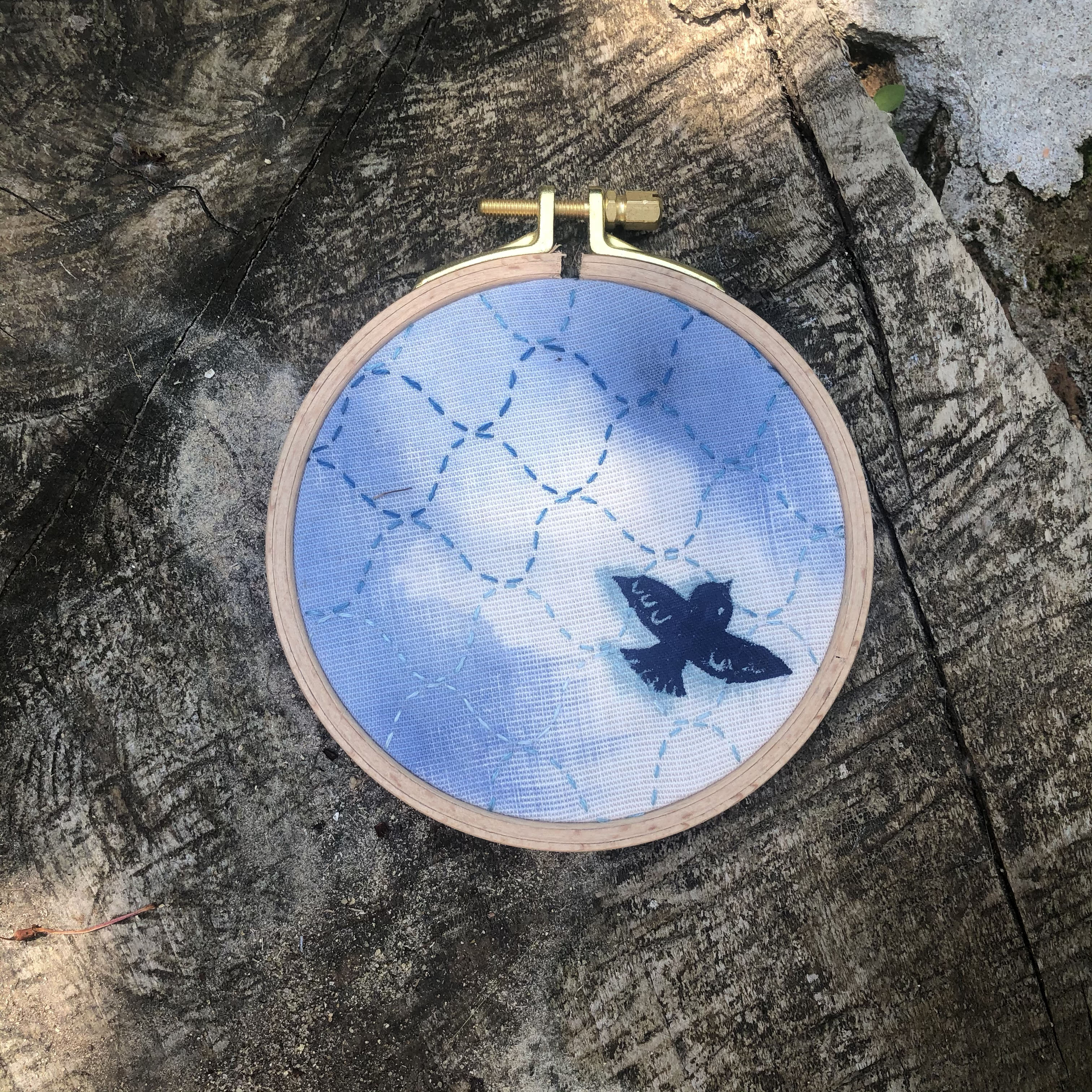 Broderie sashiko oiseau
