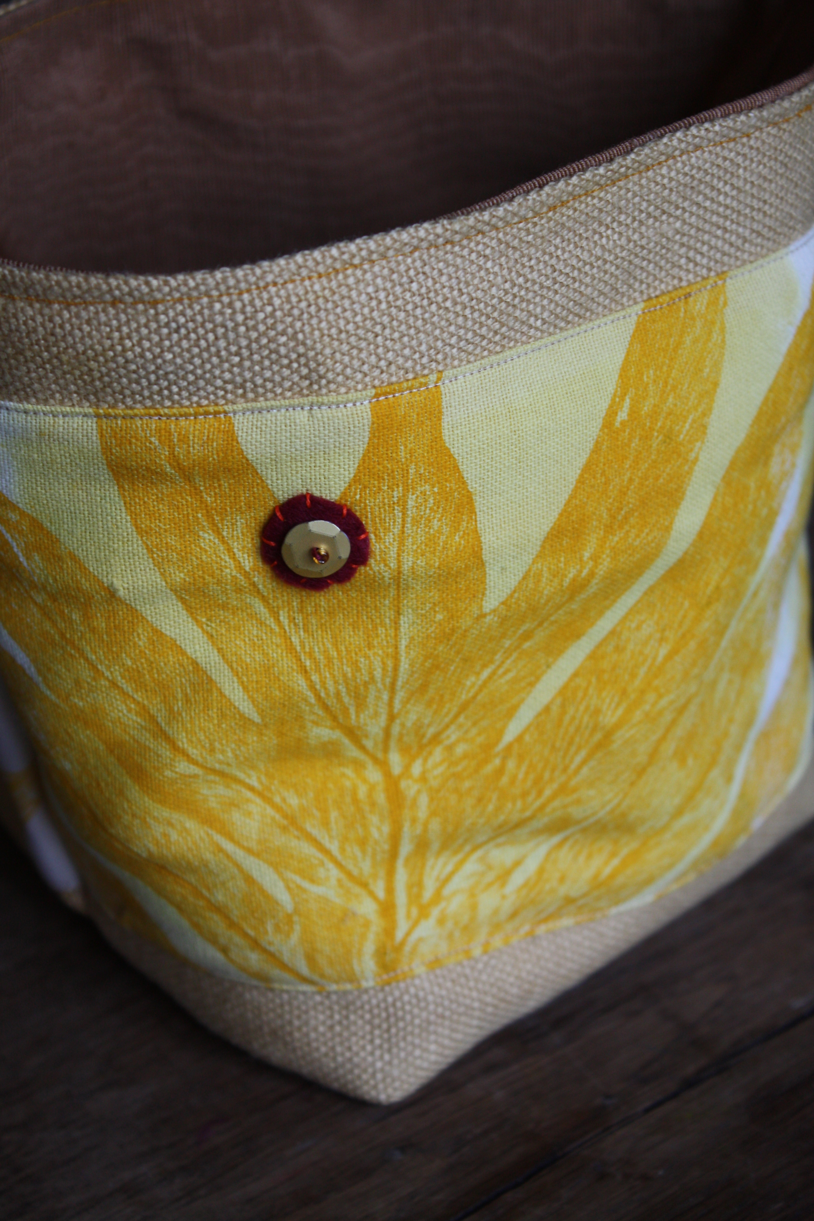 Panier tissu moire jaune2