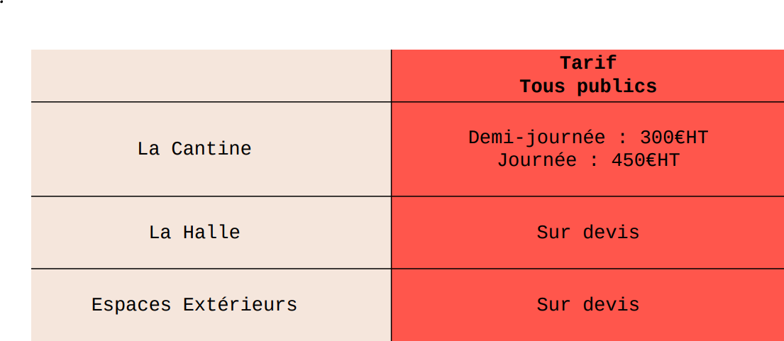 Tarifs