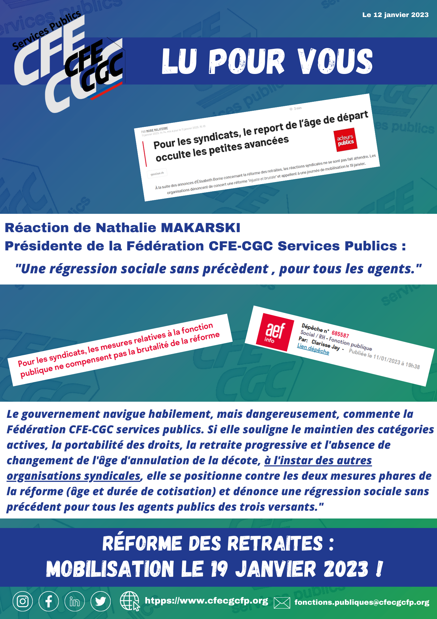 Lu pour vous: réforme des retraites