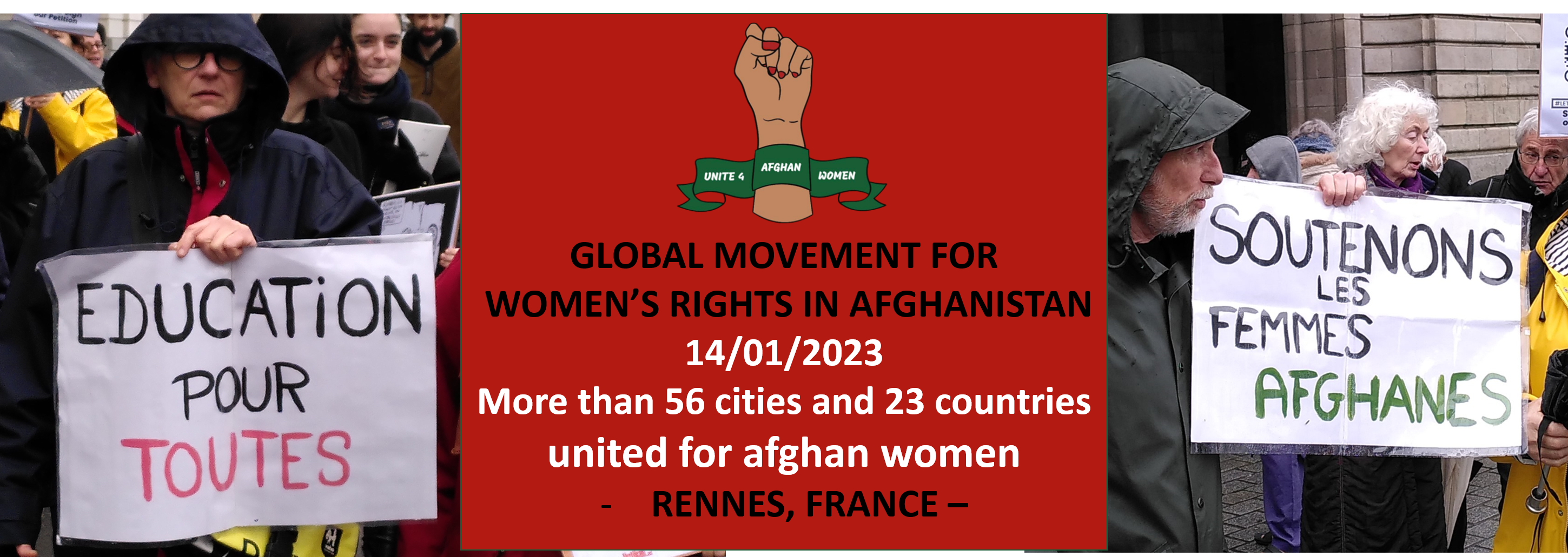 14/01/2023 : Plus de 56 villes et 23 pays unis pour le droit des femmes afghanes