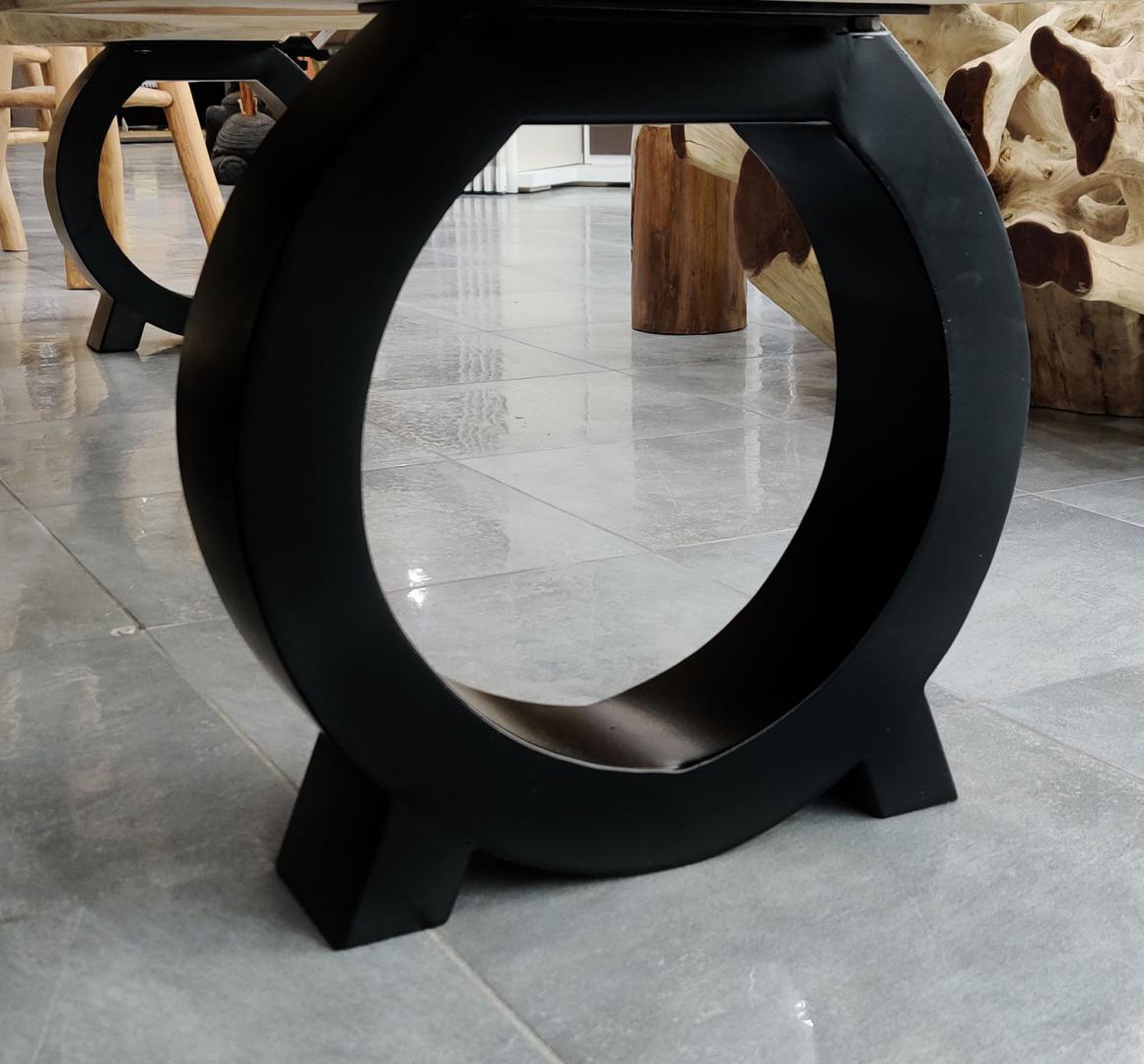 Pieds banc metal noir rond 1 