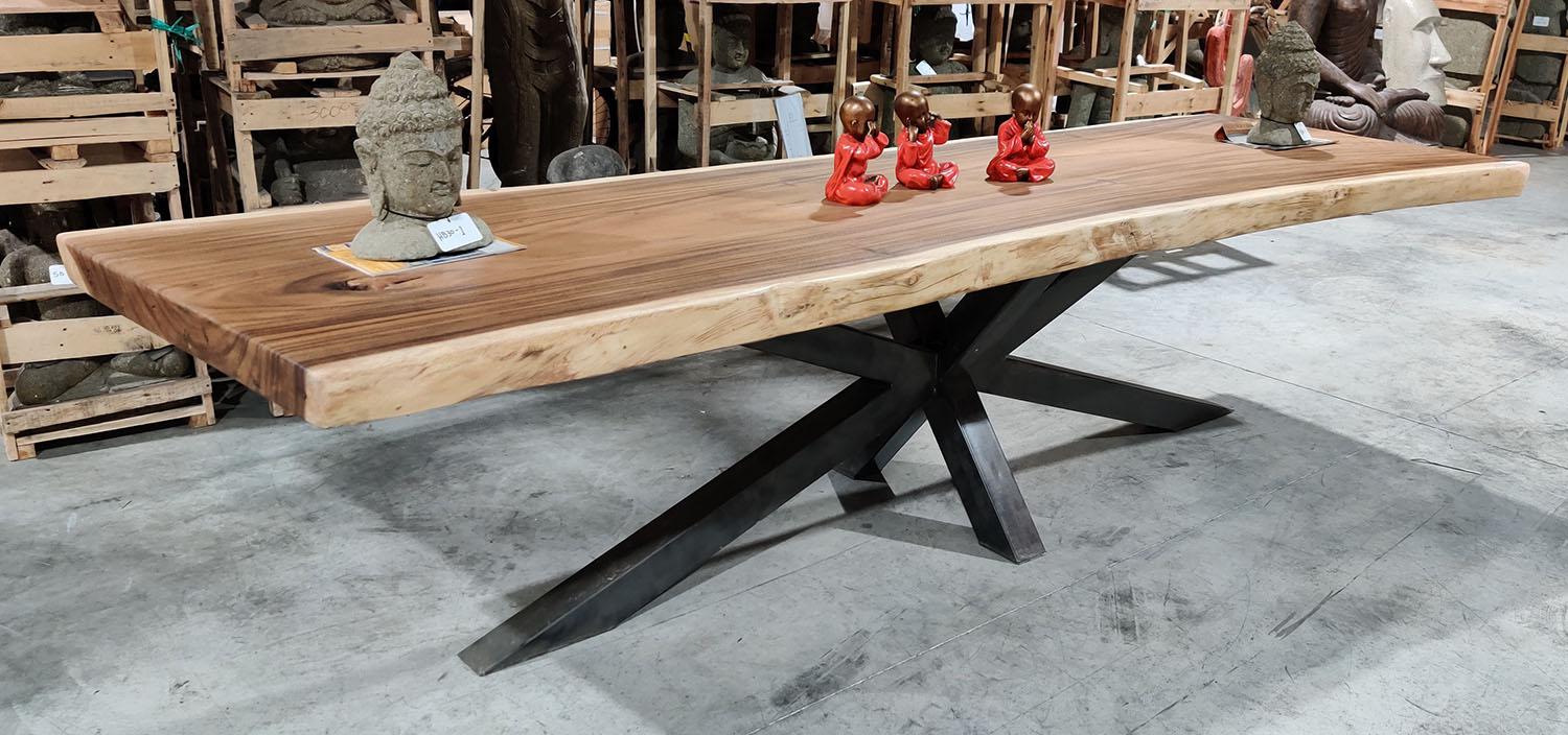 Table suar pied etoile metal brut