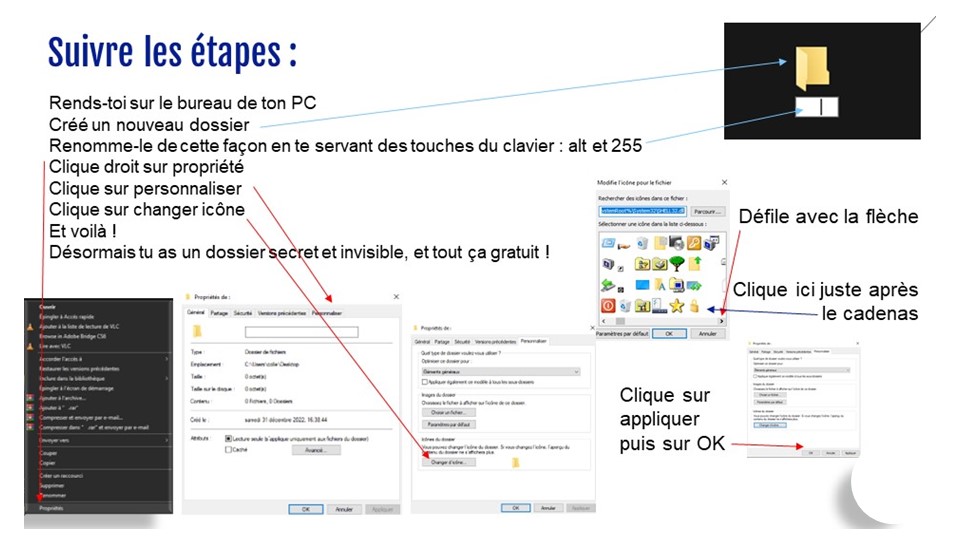 comment avoir un dossier secret sur mon bureau ordinateur ? astuce ordinateur