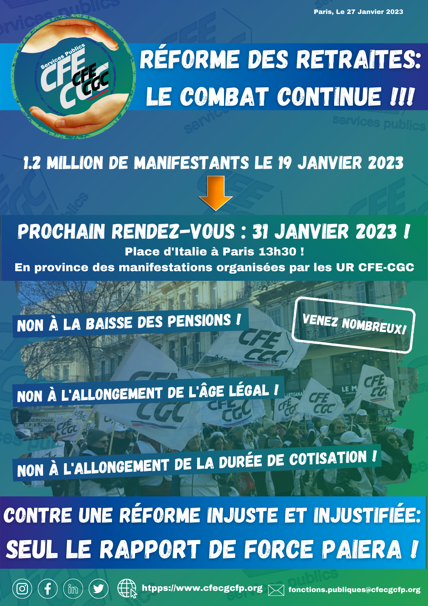 Réforme des retraites: le combat continue!!!