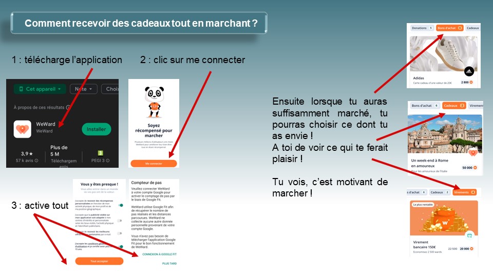comment avoir des cadeaux tout en marchant. Je marche je reçois des cadeaux.
