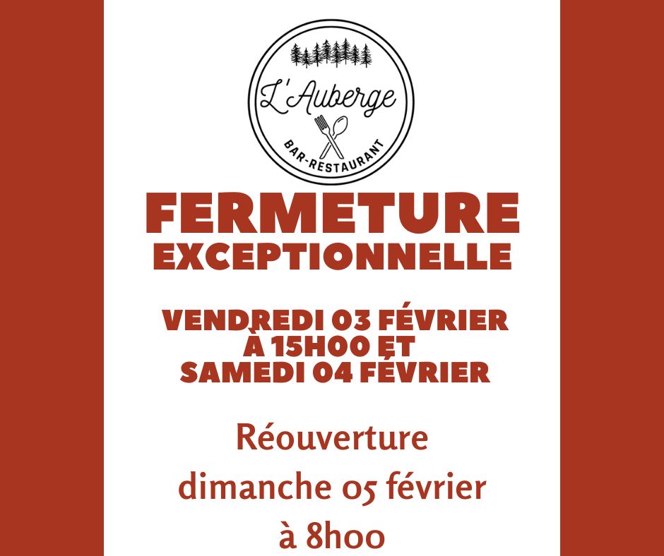 Fermeture exceptionnelle