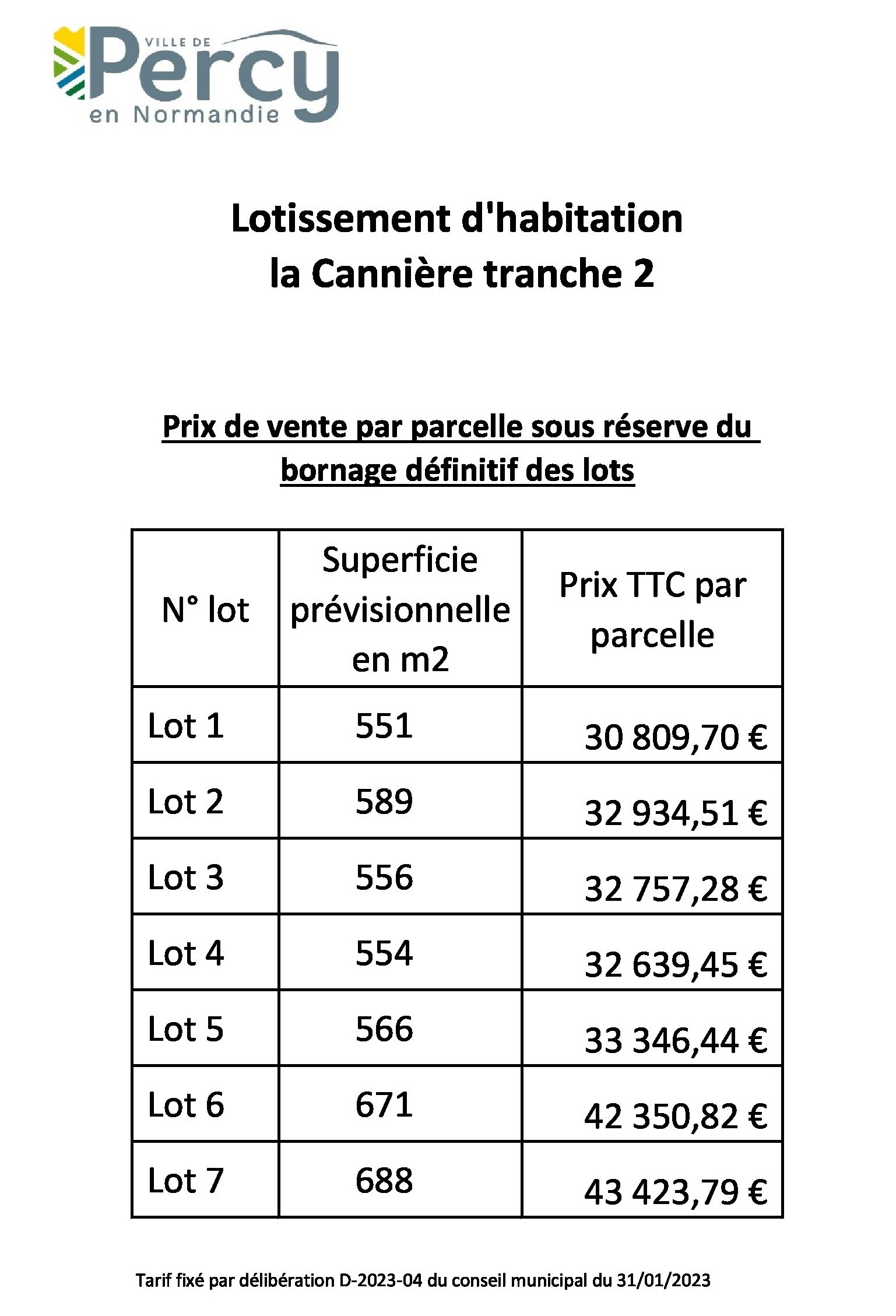 Prix par parcelle la canniere tranche 2 pour diffusion 0001