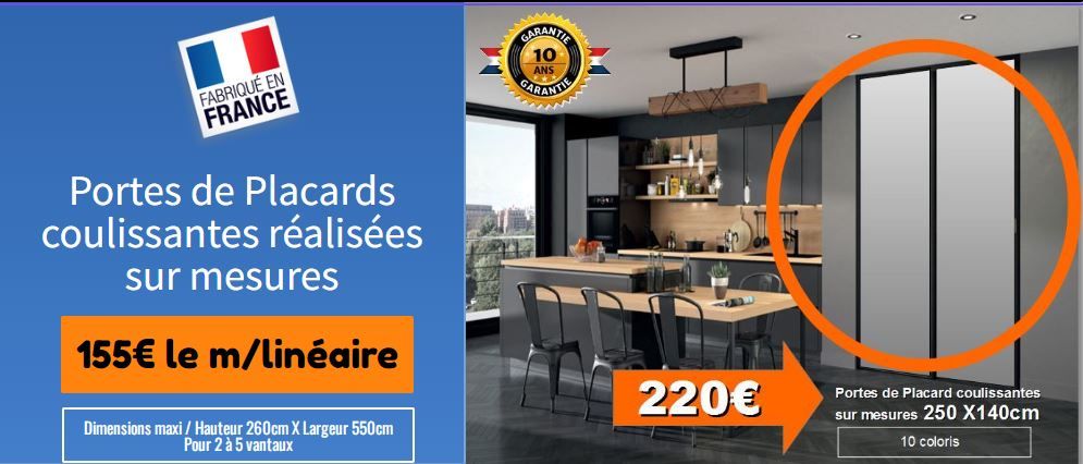 prix tarifs :Placards sur mesures Pau Lons 64
Portes et façades coulissantes.