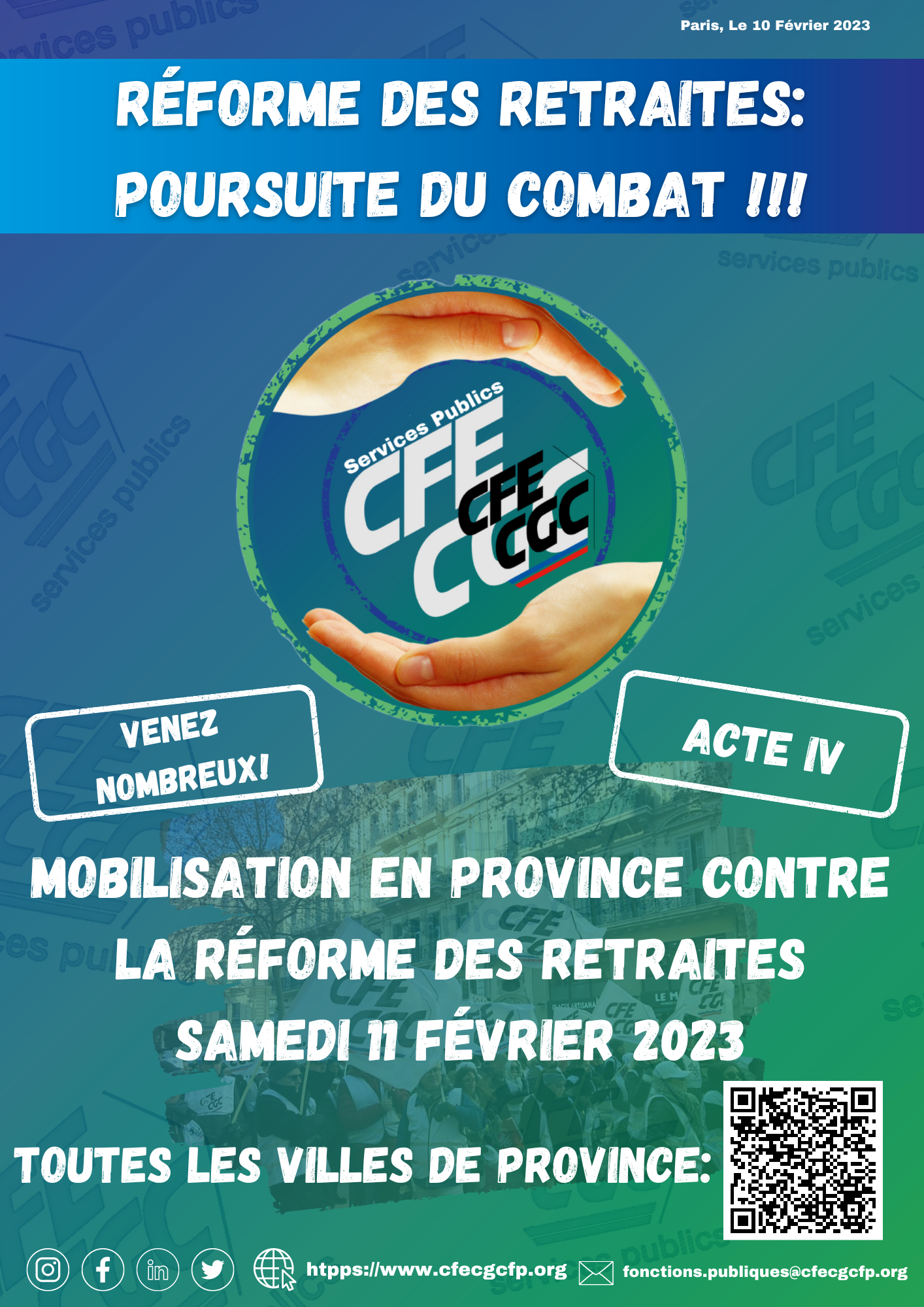 Réforme des retraites: Poursuite du combat en province!