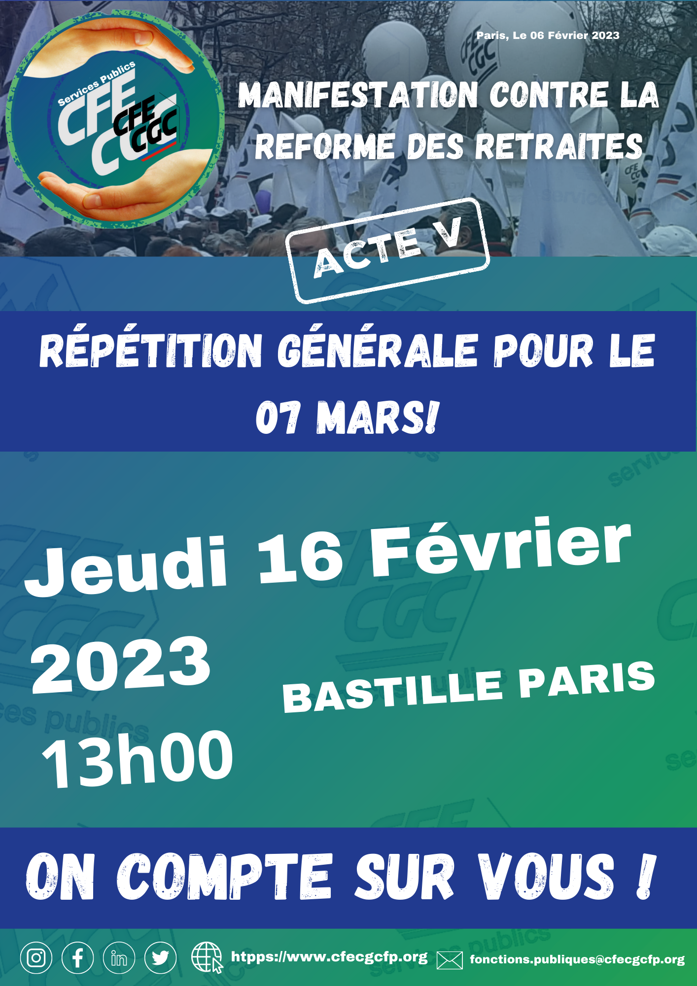 acte 5: manifestation contre la réforme des retraites !