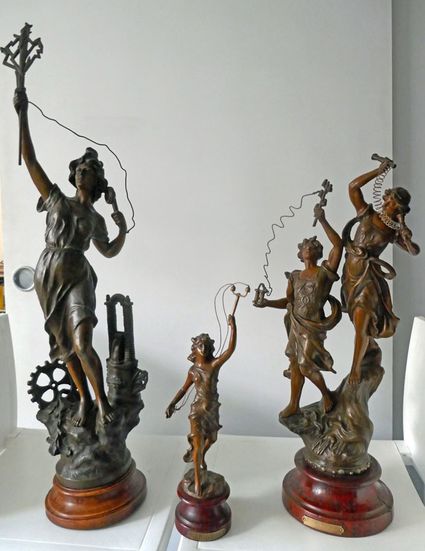 Ensemble de 3 statues en régule 