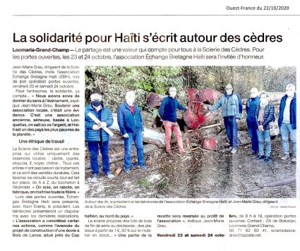 Article ouest france 22 10 2020