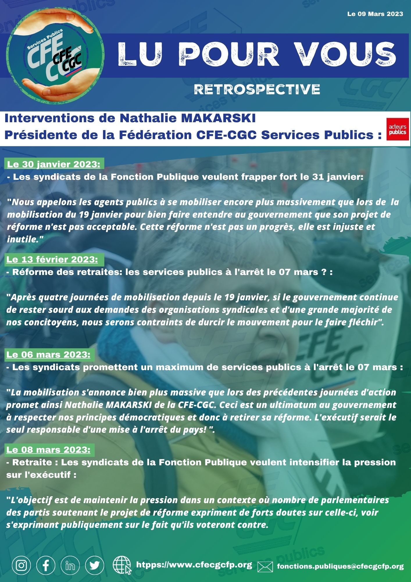 Rétrospective des interventions de Nathalie MAKARSKI dans acteurs publics