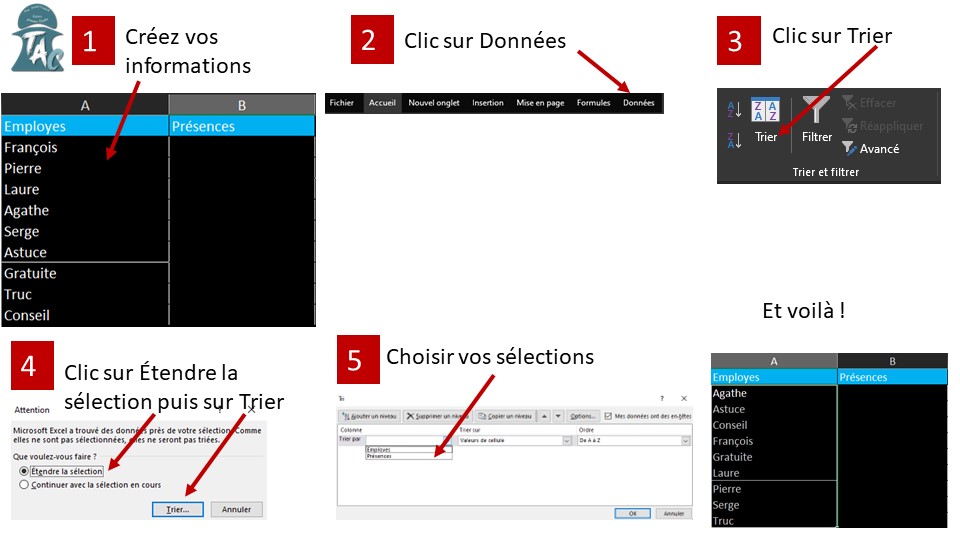 Comment trier par ordre alphabétique sur excel.