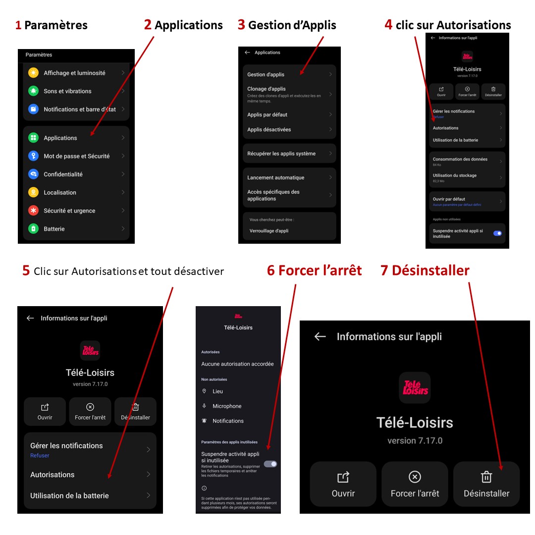 Comment supprimer correctement une application sur le téléphone.
