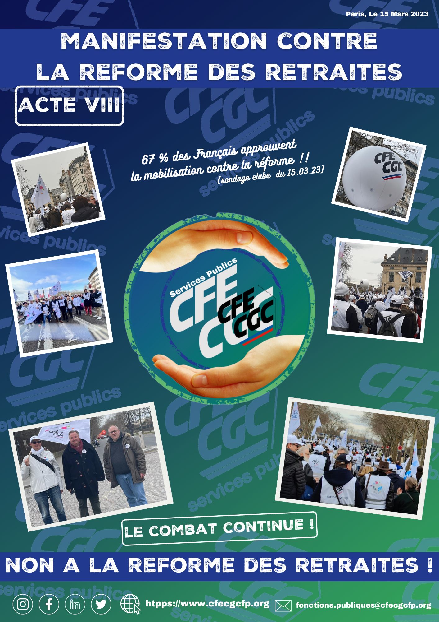 MOBILISATION DU 15 MARS 2023 LE COMBAT CONTINUE!