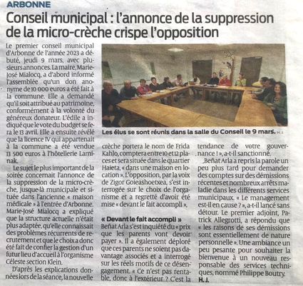 La micro-crèche municipale disparait - Sud Ouest 16 03 23