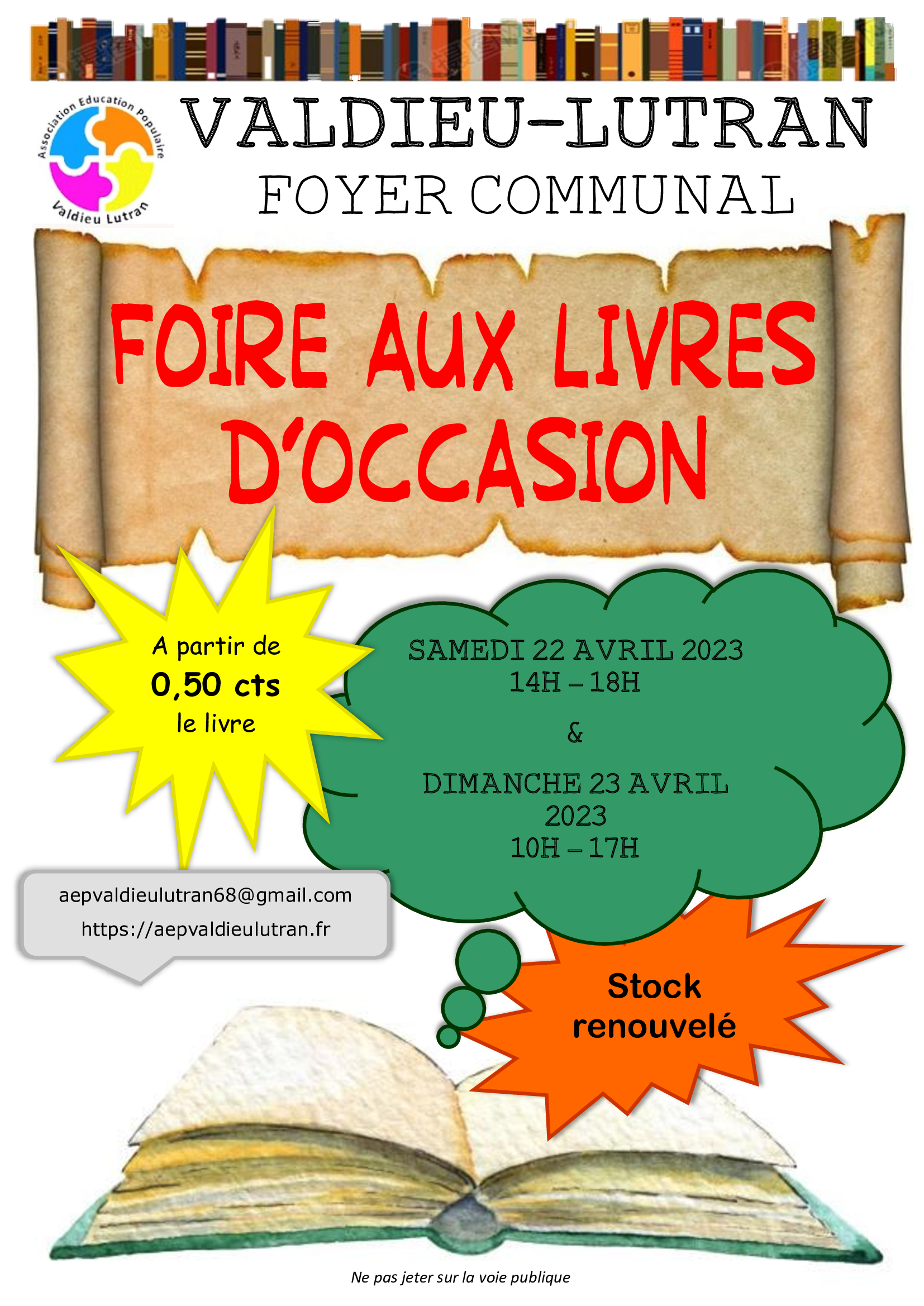Affiche foire aux livres 22 23 04 2023
